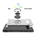 Wholesale Galaxy S10 360 Rotating Ring Stand Hybrid Case with Metal Plate (Silver)